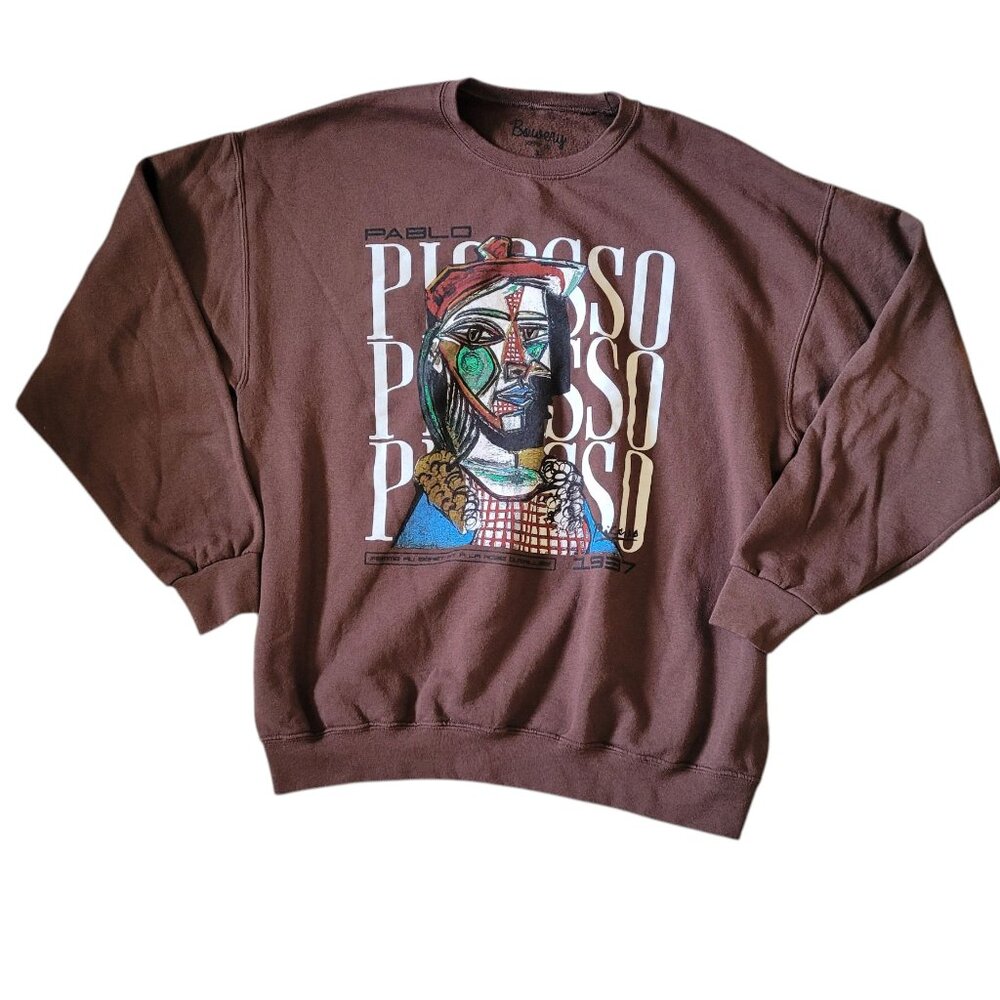 Bowery brown "Picasso" crewneck sweatshirt Size L